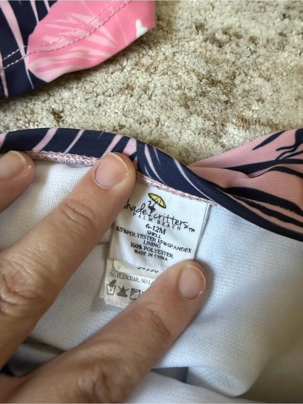 6-12 months - Shade Critters Pink & Navy Floral Long-Sleeve Two Piece Swimsuit